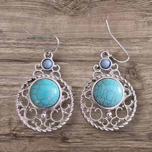 Silver and Turquoise Dangle Earrings